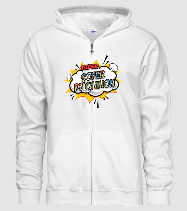 Super Șofer de camion model alb pe tricou