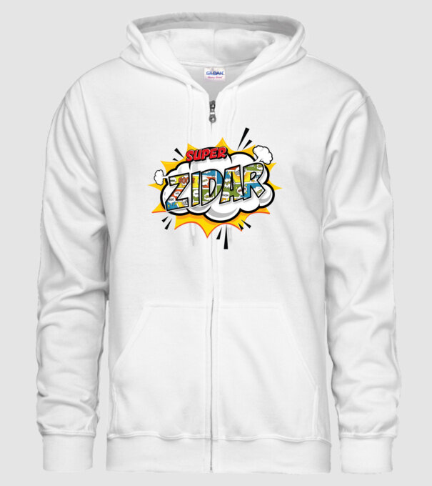 Super Zidar model alb pe tricou