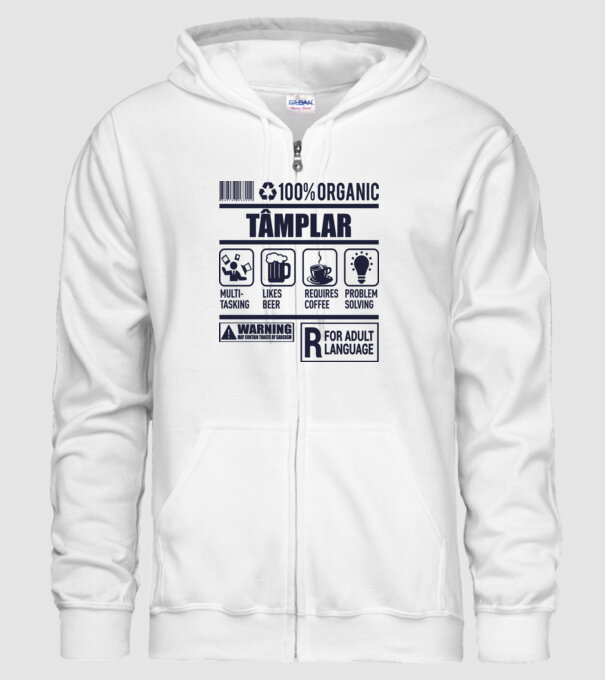 TÂMPLAR model alb pe tricou