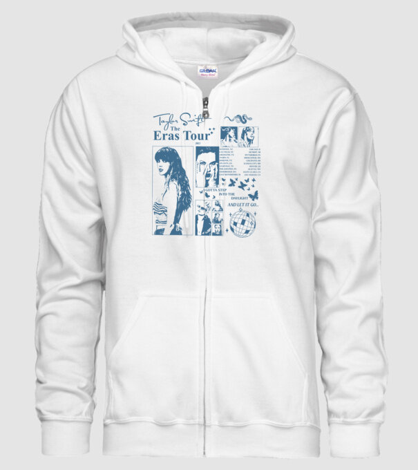 Taylor Swift ERAS print blue model alb pe tricou