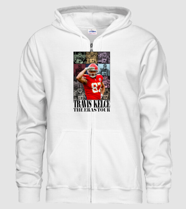 Taylor Swift Eras Travis Kelce model alb pe tricou