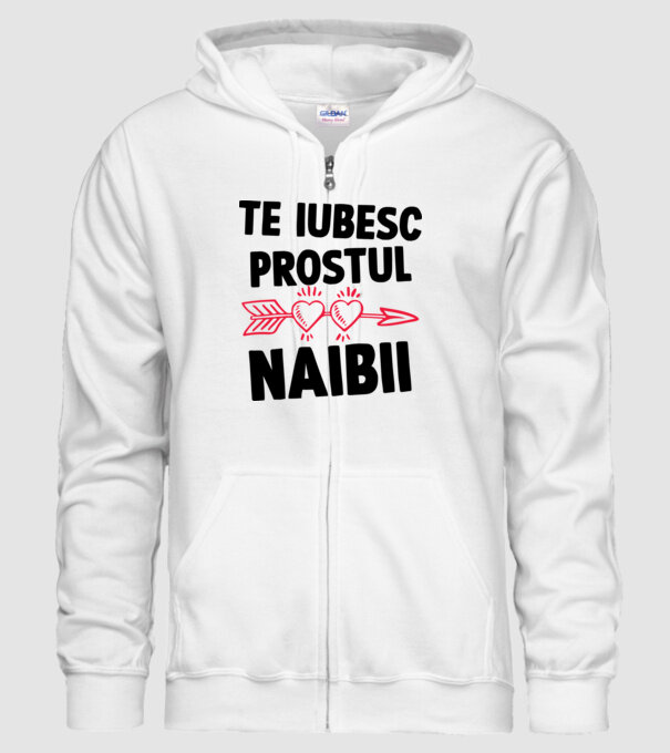 Te iubesc, prostul naibii model alb pe tricou