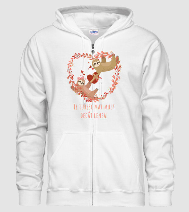 Te iubesc mai mult decât lenea model alb pe tricou
