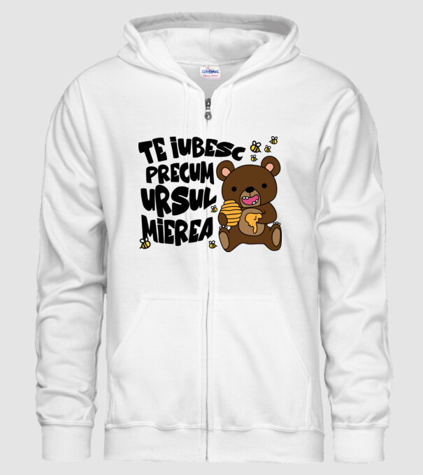 te iubesc precum ursul mierea model alb pe tricou