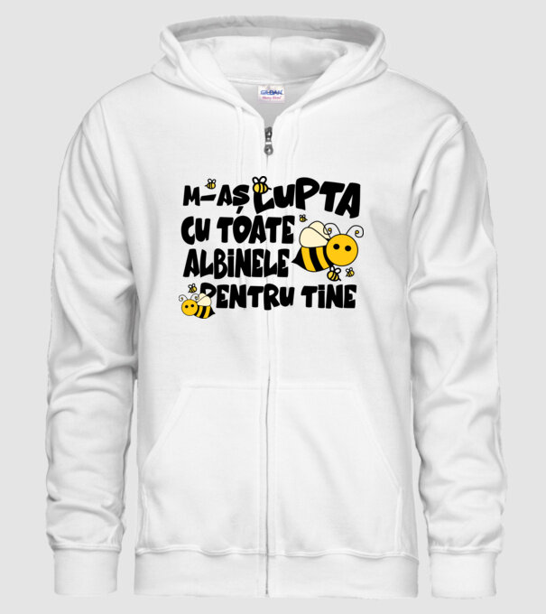 m-aș lupta cu toate albinele pentru tine model alb pe tricou