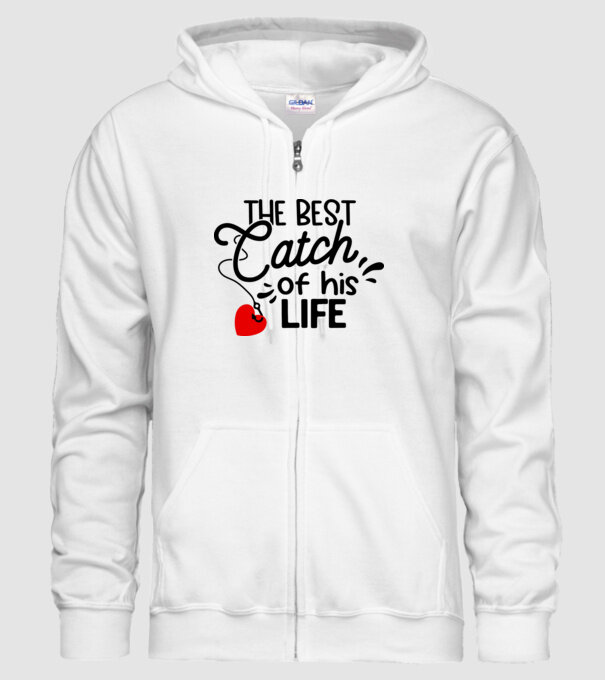 The best catch of his life model alb pe tricou