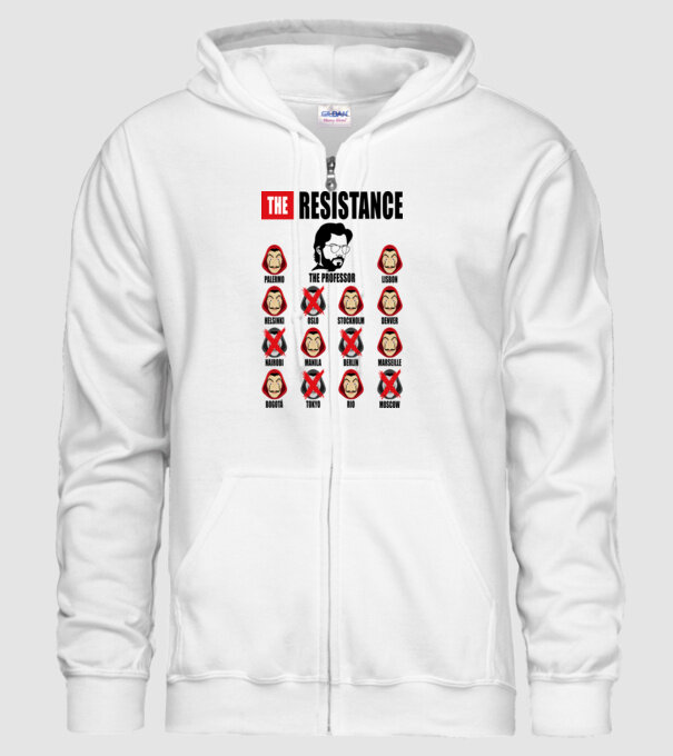 the resistance la casa de papel white model alb pe tricou
