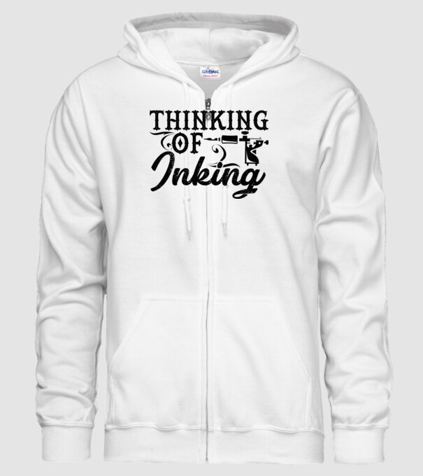 Thinking of inking model alb pe tricou