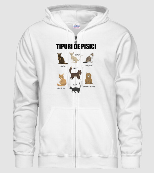 Tipuri de pisici model alb pe tricou