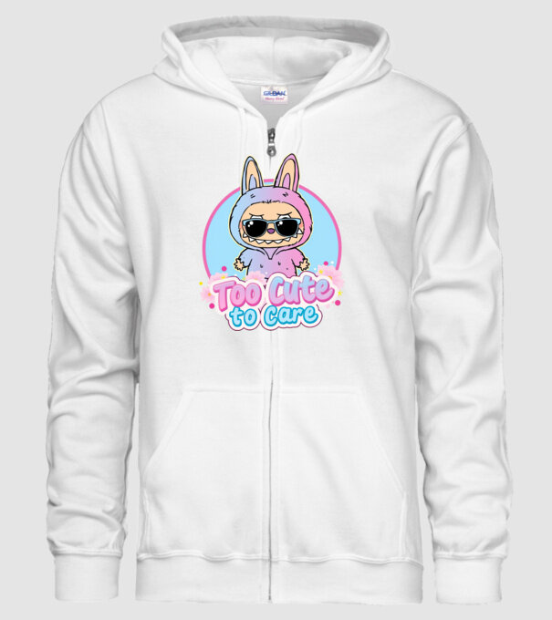 Too cute to care model alb pe tricou