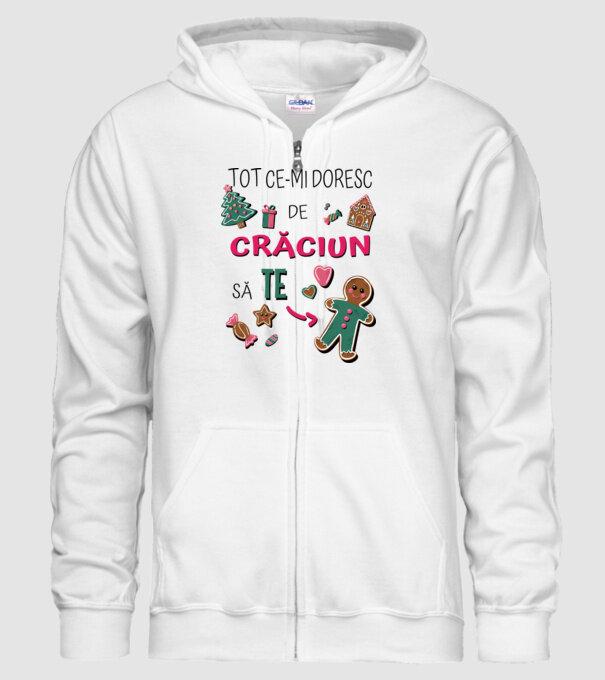 Tot ce-mi doresc de Crăciun să TE om alb model alb pe tricou