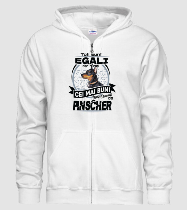 Toți sunt egali, dar numai cei mai buni devin stăpâni de pinscher model alb pe tricou