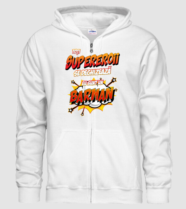 Toți supereroii se deghizează, eu sunt un barman model alb pe tricou