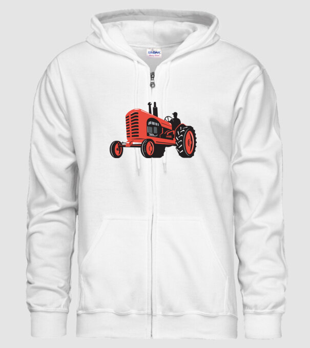 TRACTOR model alb pe tricou