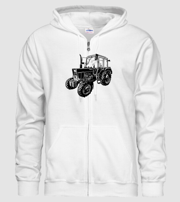 TRACTOR model alb pe tricou