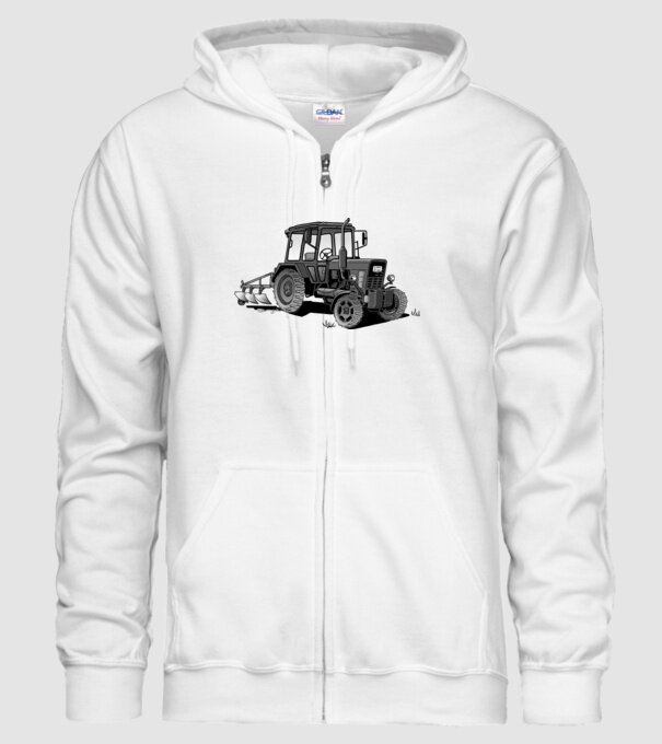 TRACTOR model alb pe tricou