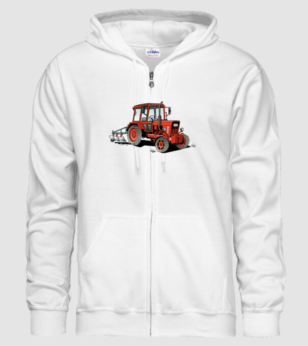 TRACTOR model alb pe tricou