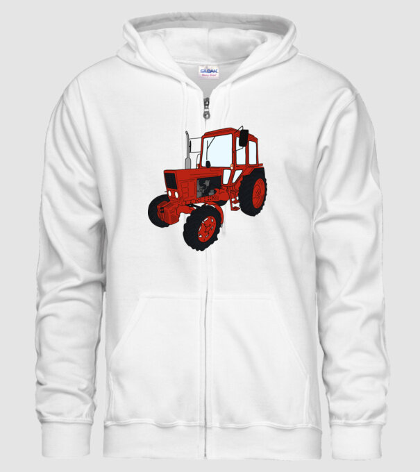 TRACTOR model alb pe tricou