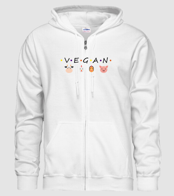 Vegan friends model alb pe tricou