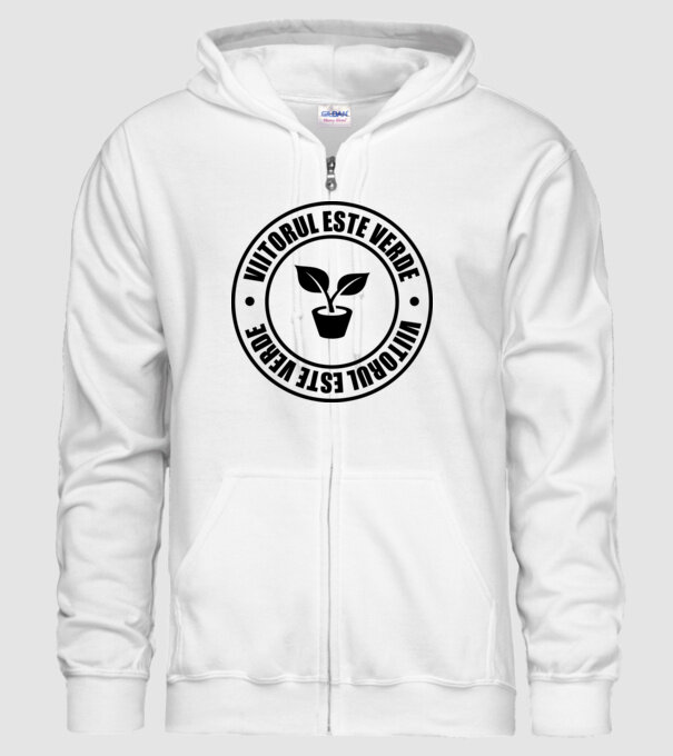 Viitorul este verde model alb pe tricou