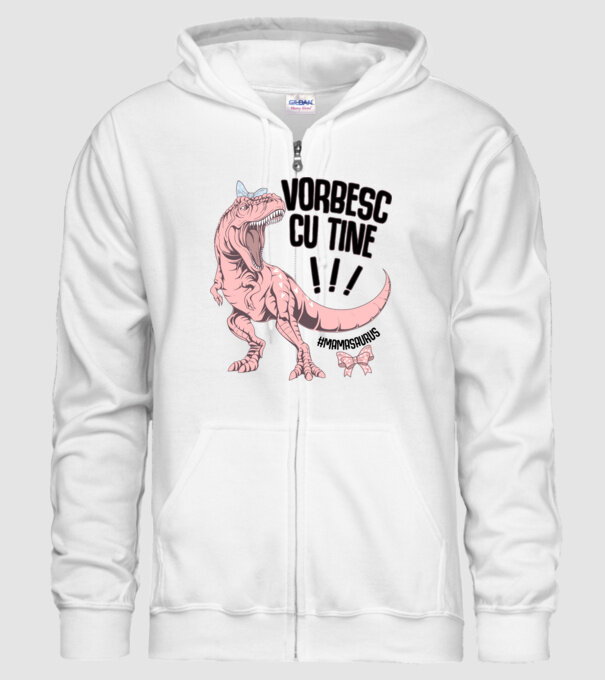 Vorbesc cu tine! #mamasaurus model alb pe tricou