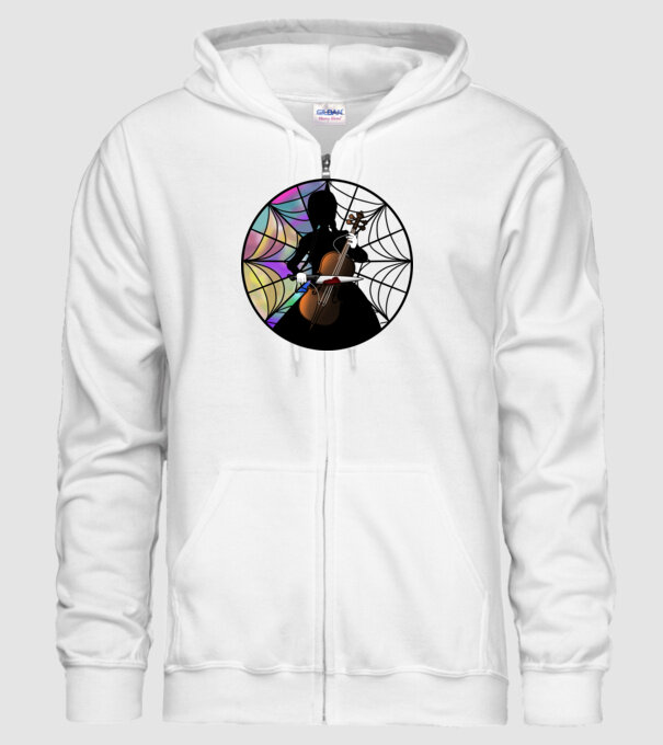 Wednesday Addams Cello - Enid room model alb pe tricou
