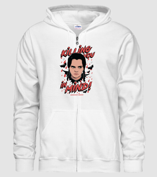 WEDNESDAY Killing You in my mind model alb pe tricou