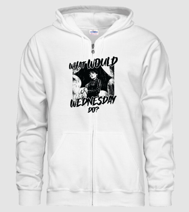 What would Wednesday do model alb pe tricou