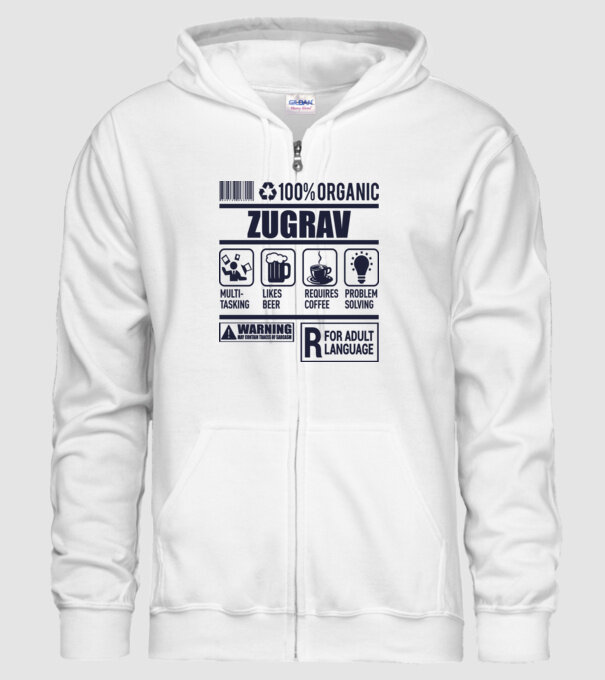 ZUGRAV model alb pe tricou
