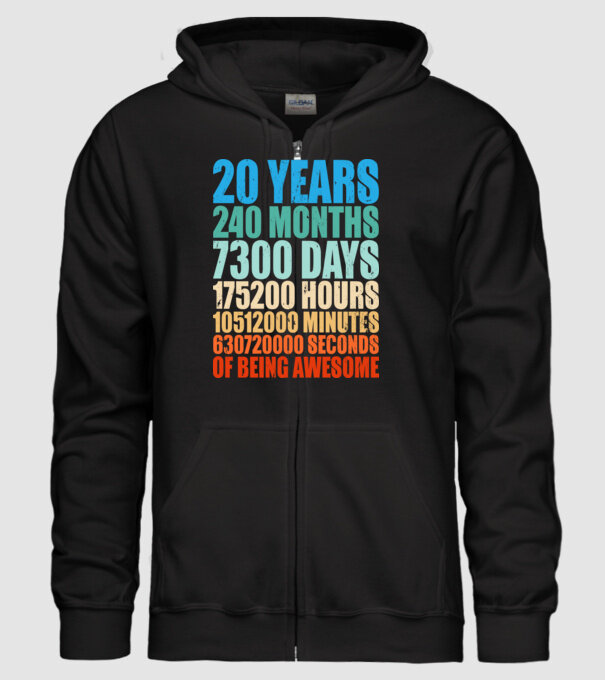 20 years of being awesome model negru pe tricou