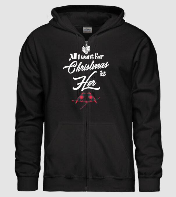 All i want for Christmas is Her model negru pe tricou