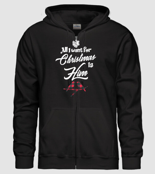 All i want for Christmas is Him model negru pe tricou