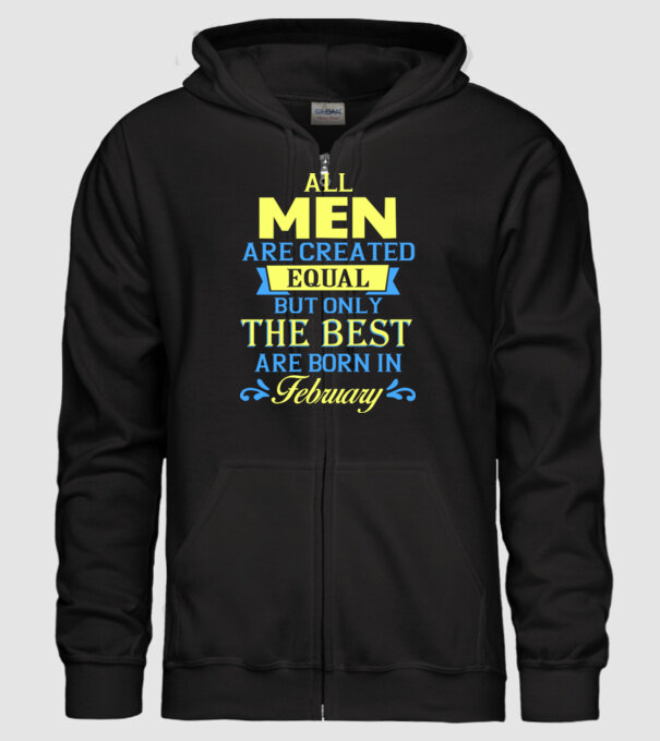 All men created equal but only the beat are born in february model negru pe tricou