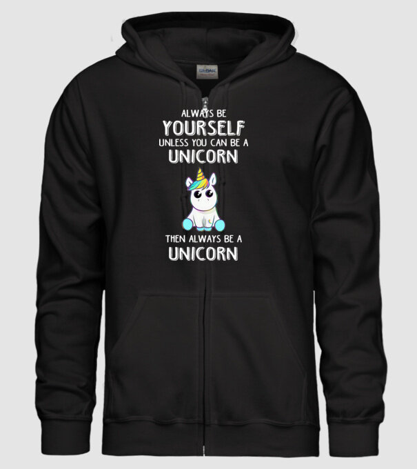 Always be yourself Unicorn model negru pe tricou