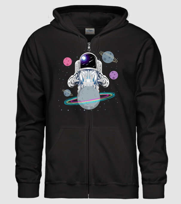 Astronaut planets model negru pe tricou