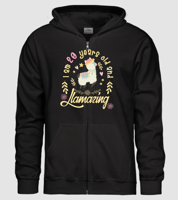 Birthday Llamazing 20 years old model negru pe tricou