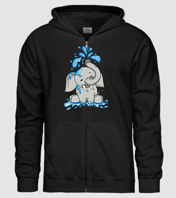 boldog elefánt model negru pe tricou