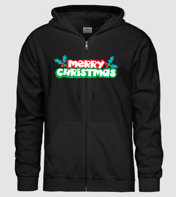 Text Crăciun Fericit model negru pe tricou