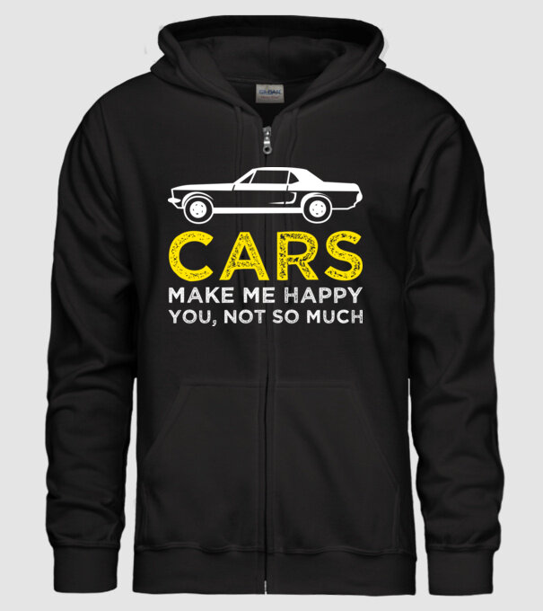 Cars make me happy you, not so much model negru pe tricou