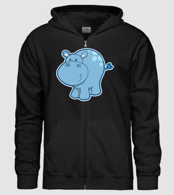 Cartoon hippo model negru pe tricou