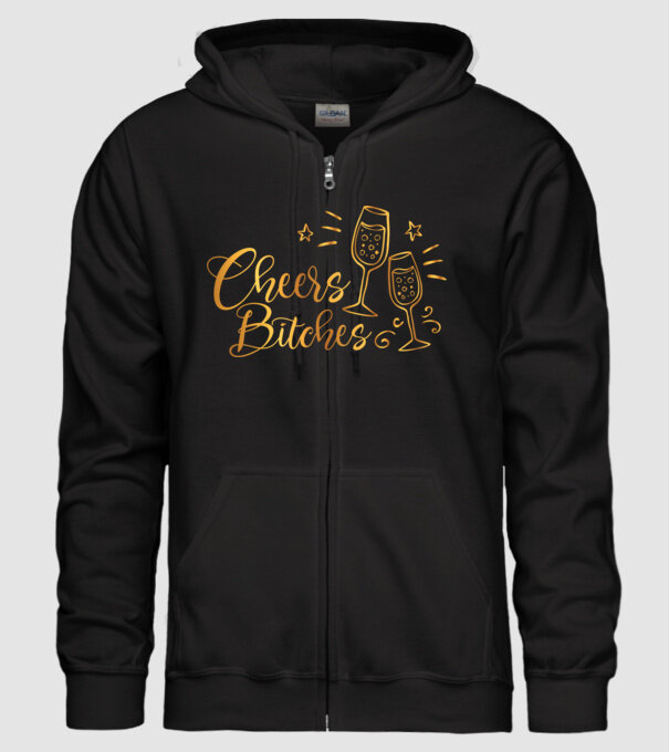 Cheers Bitches model negru pe tricou