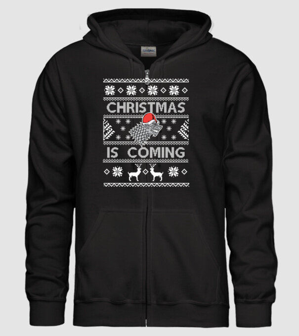 Christmas is Coming ugly sweater Game of Thrones model negru pe tricou