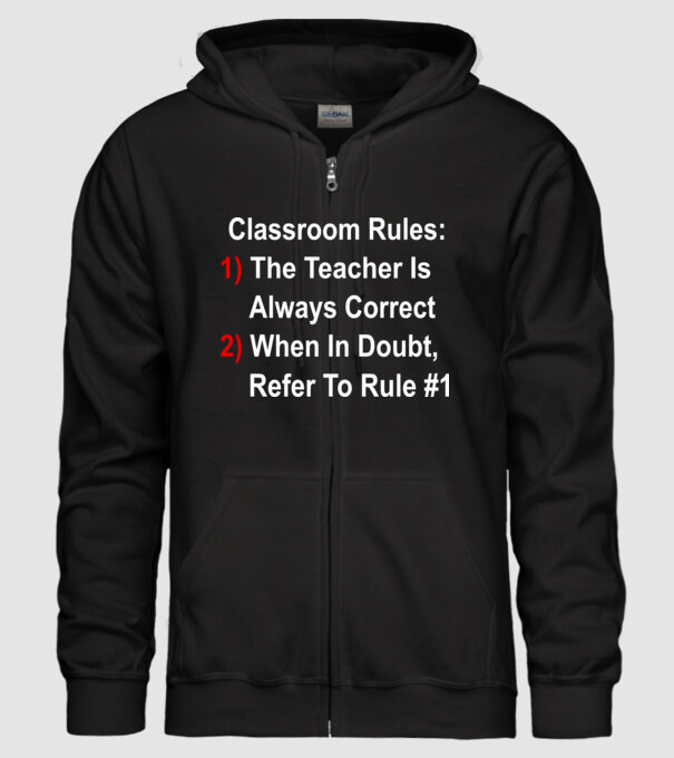 Classroom rules model negru pe tricou