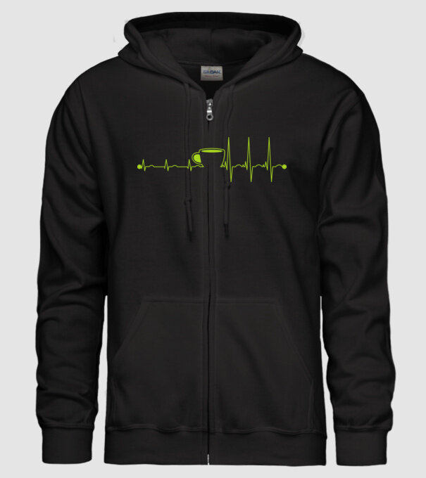 Coffee heartbeat model negru pe tricou