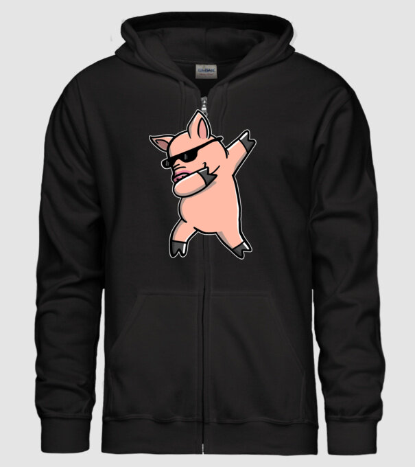 Porc dab model negru pe tricou