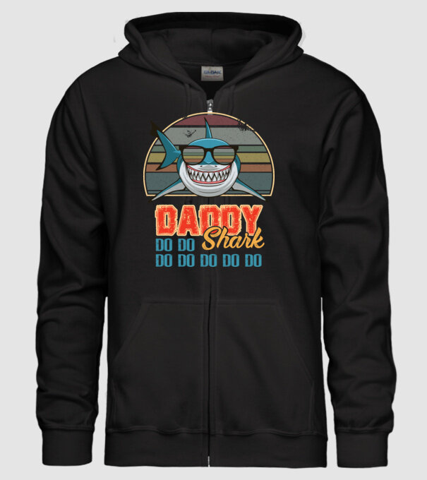 Daddy shark v2 model negru pe tricou