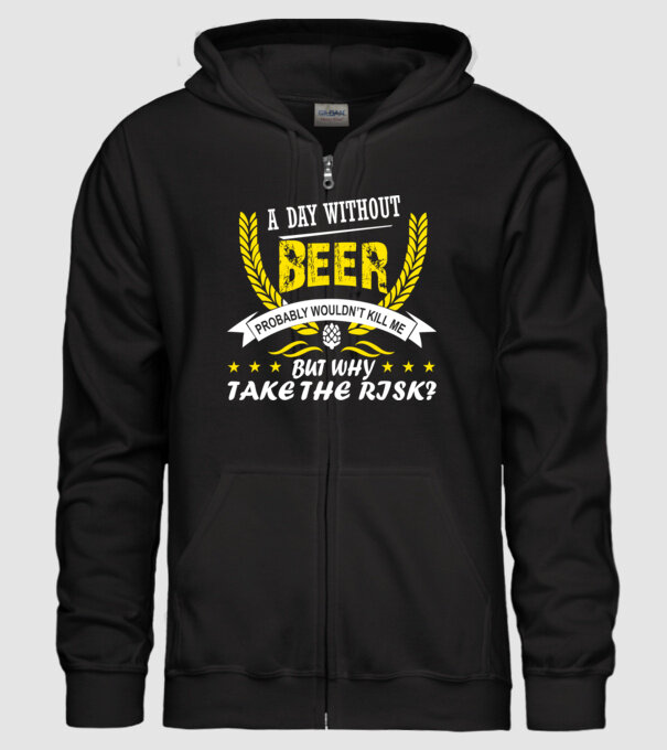 Day without beer model negru pe tricou