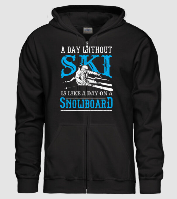 Day without SKI model negru pe tricou