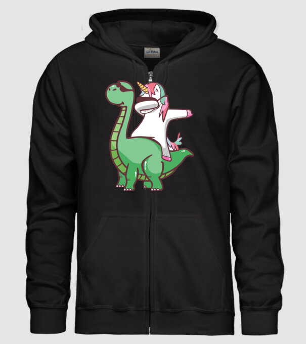 Dinozaur dabunicorn model negru pe tricou