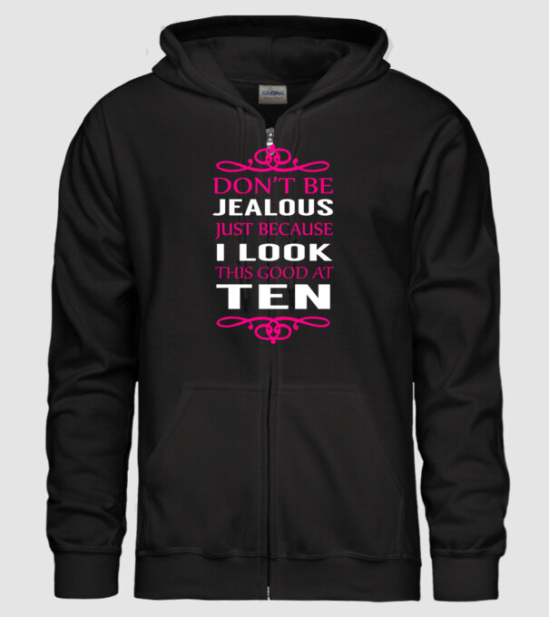'Don''t be jealous - 10' model negru pe tricou